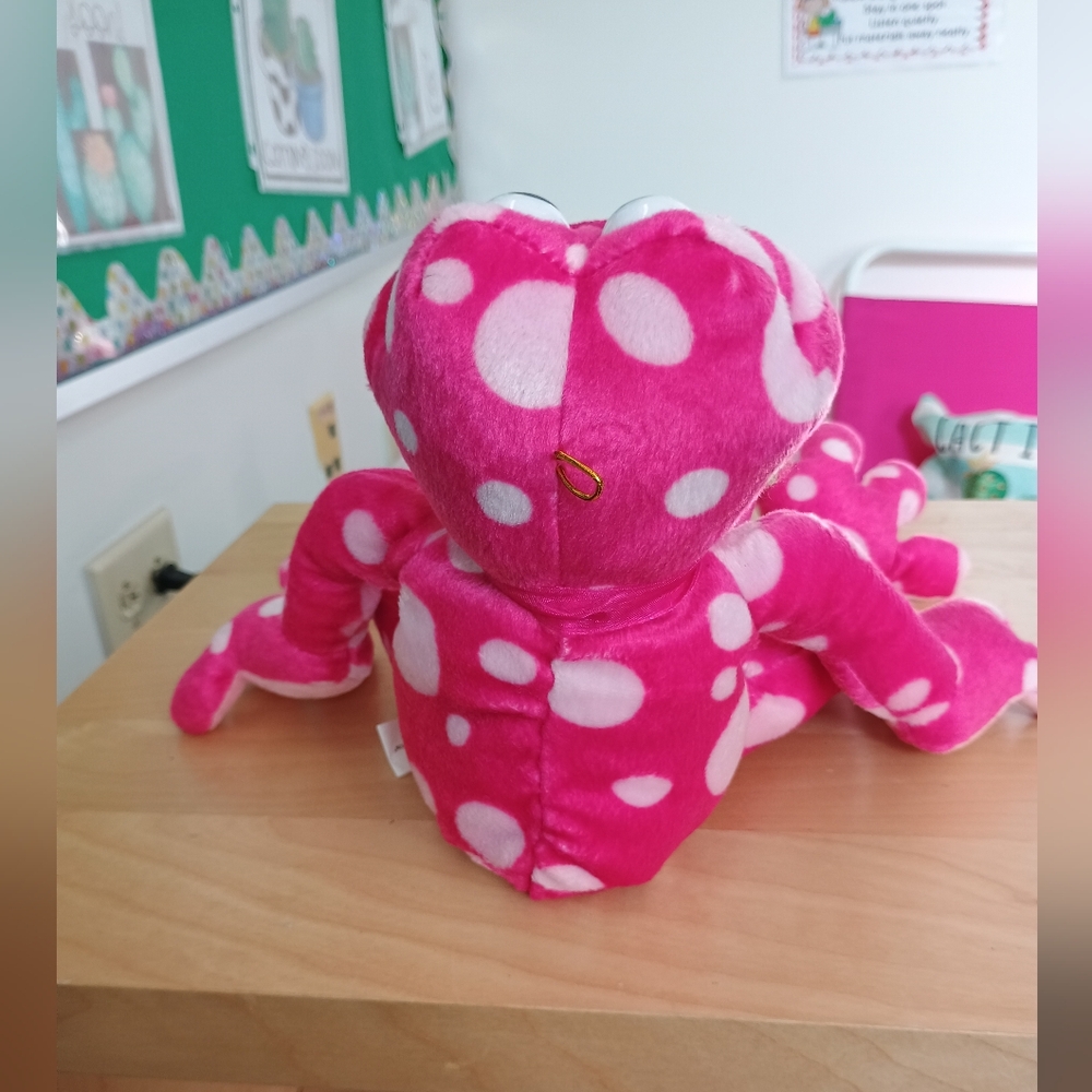 Burton Burton Kiss Me long legs & Arms polka dot Sitting pink plush frog ๐ธ 13in - Picture 4 of 16